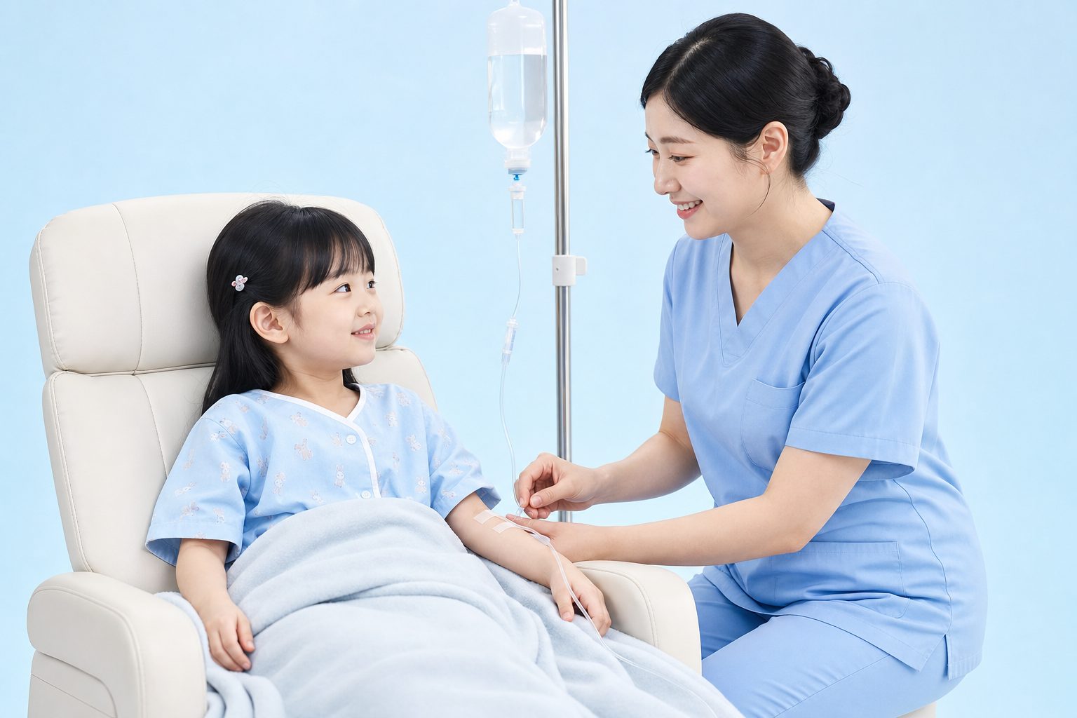 수액치료 클리닉 — 수액치료 중인 아이