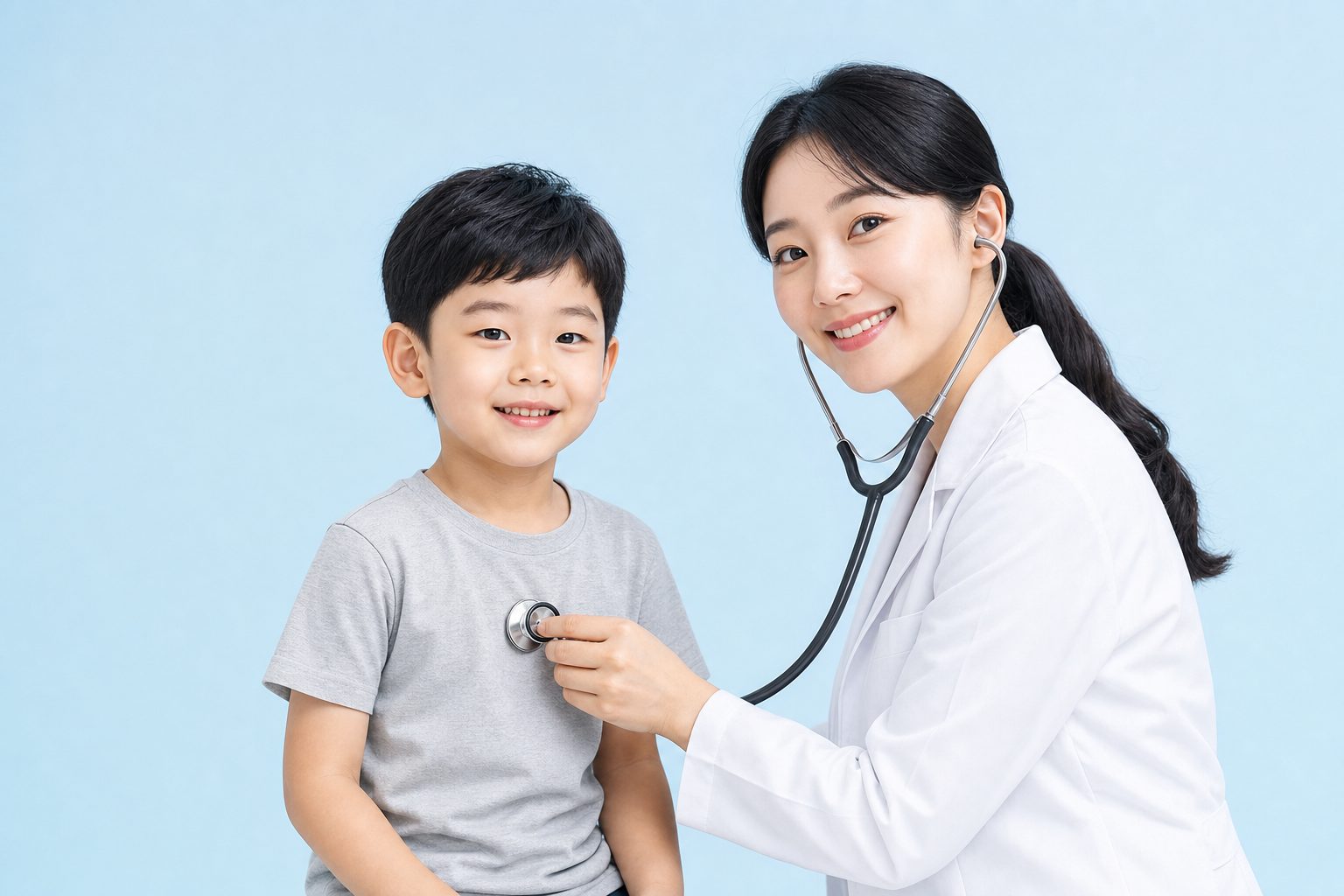 호흡기 클리닉 — 호흡기 진료를 받는 아이